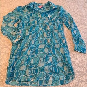 Lilly Pulitzer Teal & Aqua Tunic Top / Cover Up Small